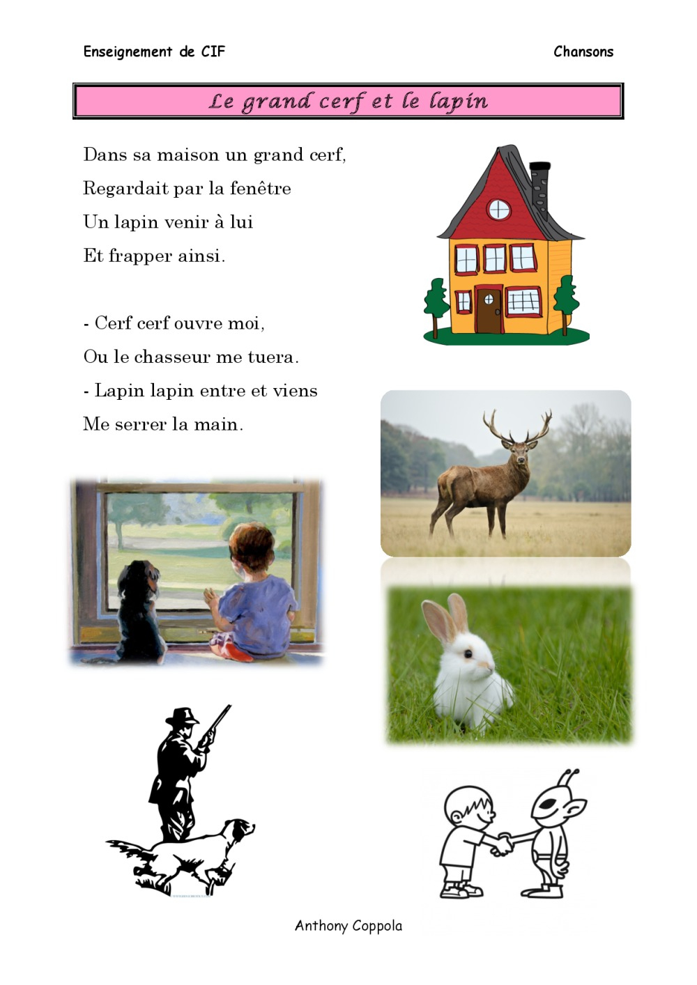 Chanson &quot;dans Sa Maison Un Grand Cerf&quot; | Bdrp destiné Chanson Du Cerf Et Du Lapin