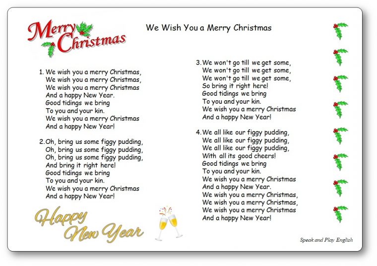 Chanson "we Wish You A Merry Christmas" – Paroles À Imprimer serapportantà Chanson A Imprimer
