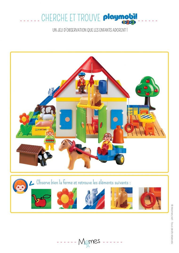 Cherche Et Trouve : La Ferme Playmobil 123 – Momes concernant Jeux De Concentration À Imprimer