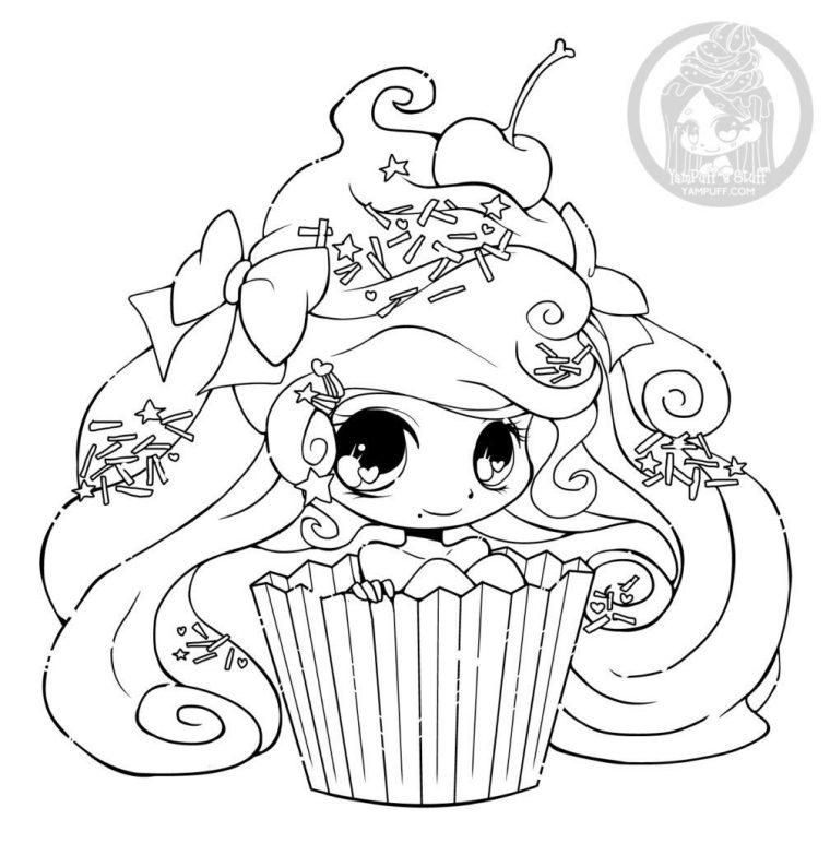 Chibi Cupcake Par Yampuff Coloriage Gratuit Imprimer avec Coloriage Manga Kawaii