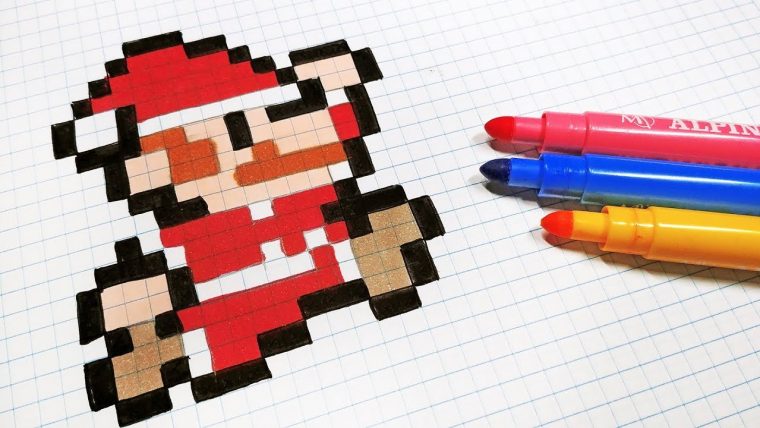 Christmas Pixel Art – How To Draw Santa Claus Mario Bros #pixelart concernant Pixel Art Pere Noel