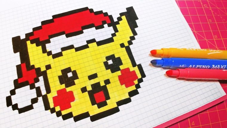 Christmas Pixel Art – How To Draw Santa Claus Pikachu #pixelart avec Pixel Art Pere Noel