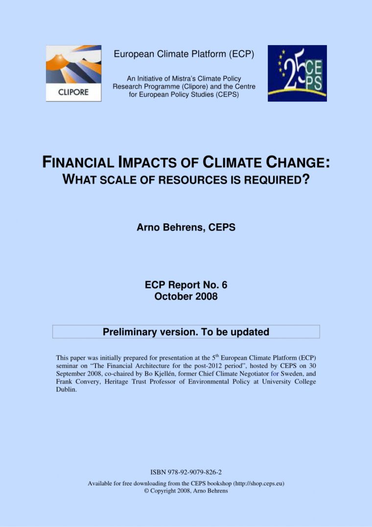 Climate Change Commitments (Adaptation And Mitigation) By serapportantà Bo Programmes 2012