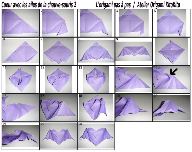 Coeur Avec Les Ailes De La Chauve-Souris Pour "halloween pour Origami Chauve Souris