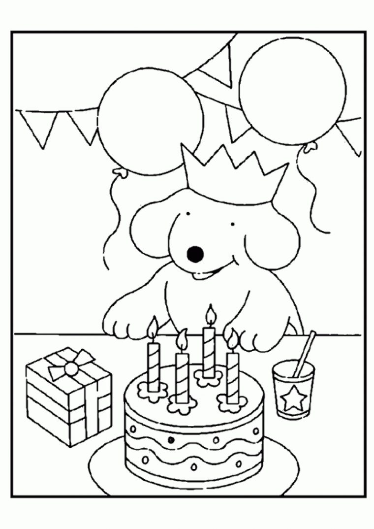 Coloriage Anniversaire Chien Gâteau Et Cadeau pour Coloriage Labrador
