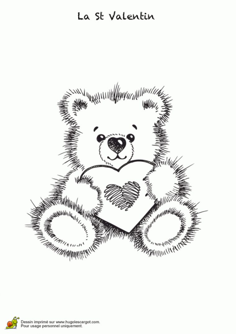 Coloriage Beau Nounours De Le Saint Valentin intérieur Dessin Pour La Saint Valentin