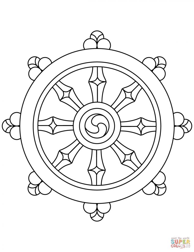 Coloriage – Dharmacakra | Coloriages À Imprimer Gratuits encequiconcerne Coloriage Grande Roue