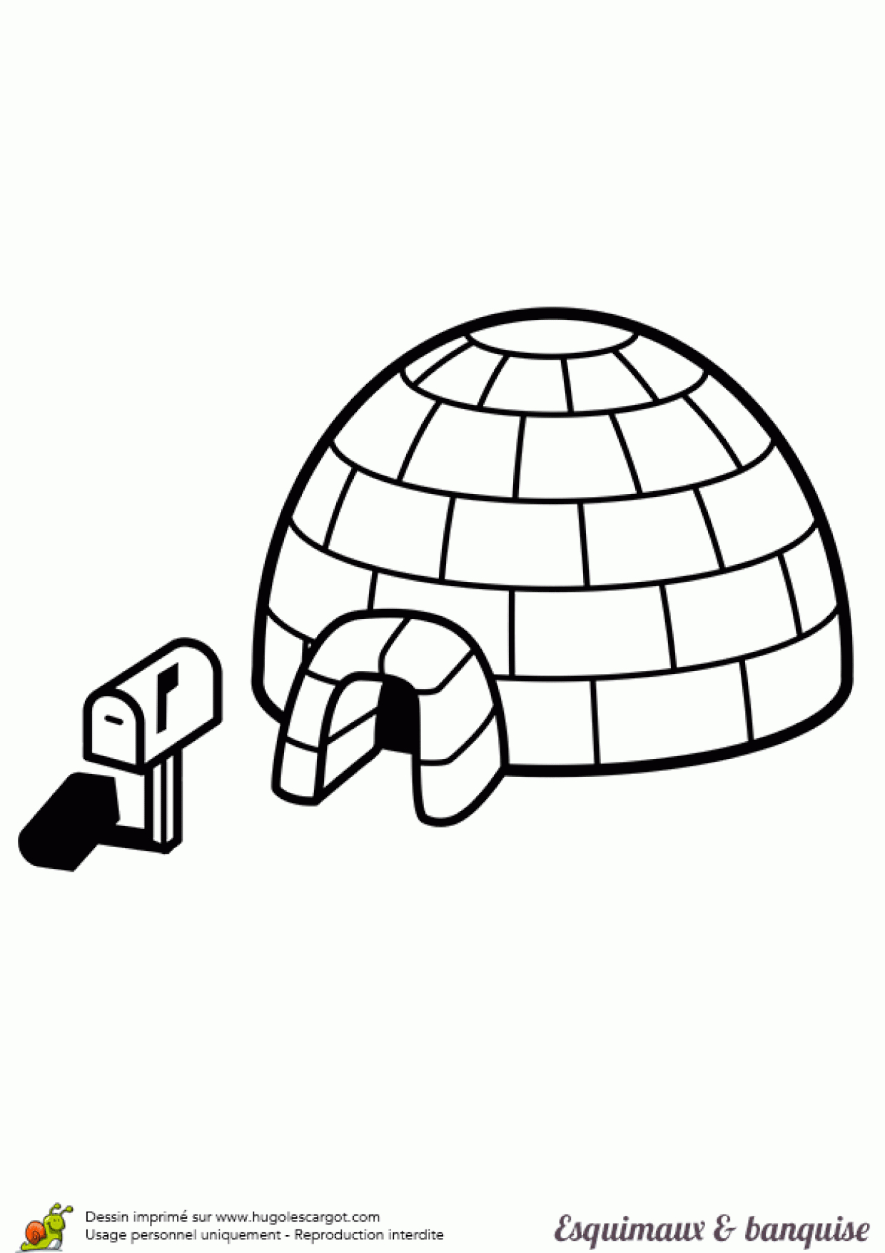 Coloriage Esquimaux Et Banquise Maison Igloo Sur pour Coloriage Igloo