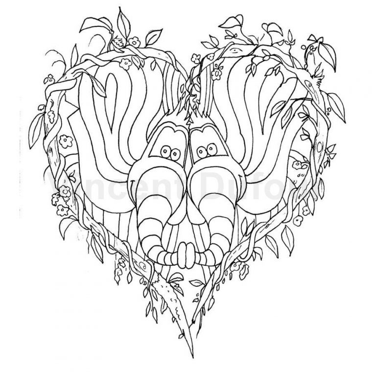 Coloriage Gratuit Éléphant "saint Valentin" [Dessin À tout Dessin Pour La Saint Valentin