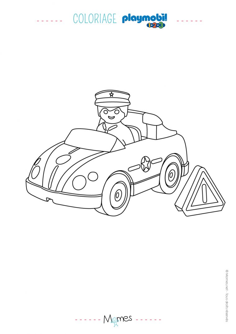 Coloriage La Voiture De Police Et Le Policier Playmobil 123 destiné Coloriage Vehicule