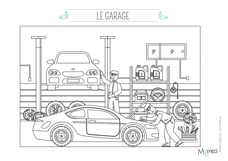 Coloriage Le Garage Automobile – Momes concernant Coloriage Vehicule