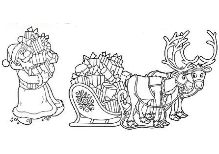 Coloriage – Père Noël Chargeant Son Traineau destiné Image De Traineau Du Pere Noel