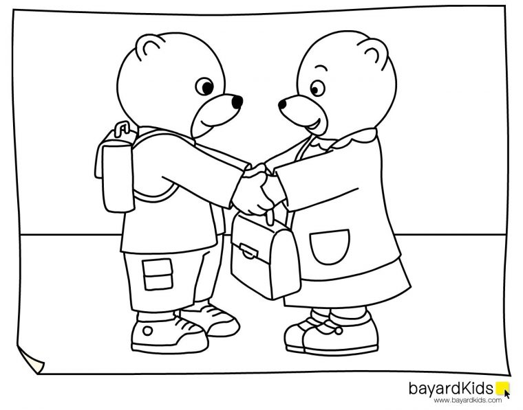 Coloriage Petit Ours Brun Rentre A L'école, A Colorier avec Petit Ours Brun Dessin Animé Gratuit