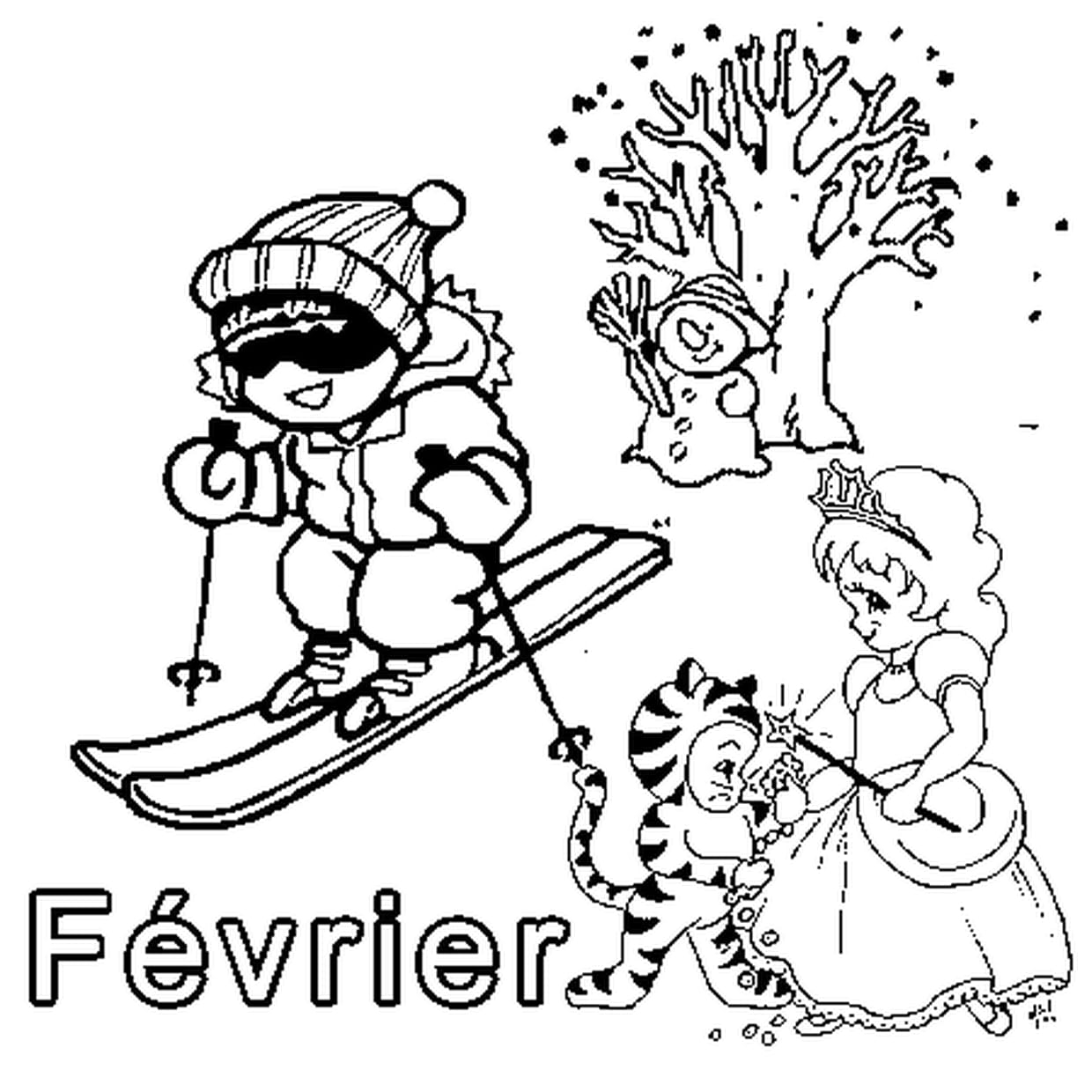 Coloriage Ski Février En Ligne Gratuit À Imprimer serapportantà Coloriage Février