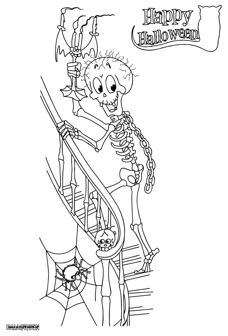Coloriages Des Squelettes Horribles Et Rigolos D'halloween A avec Squelette A Imprimer