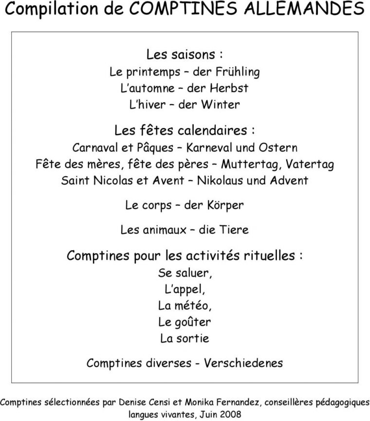 Compilation De Comptines Allemandes – Pdf Free Download destiné Comptine Automne Maternelle