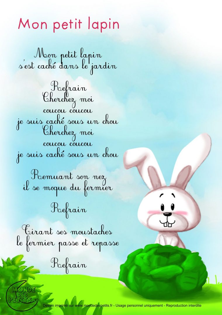 Comptine-Paroles-Lapin 1 400 × 1 980 Pixels | Comptines intérieur Chanson Du Cerf Et Du Lapin