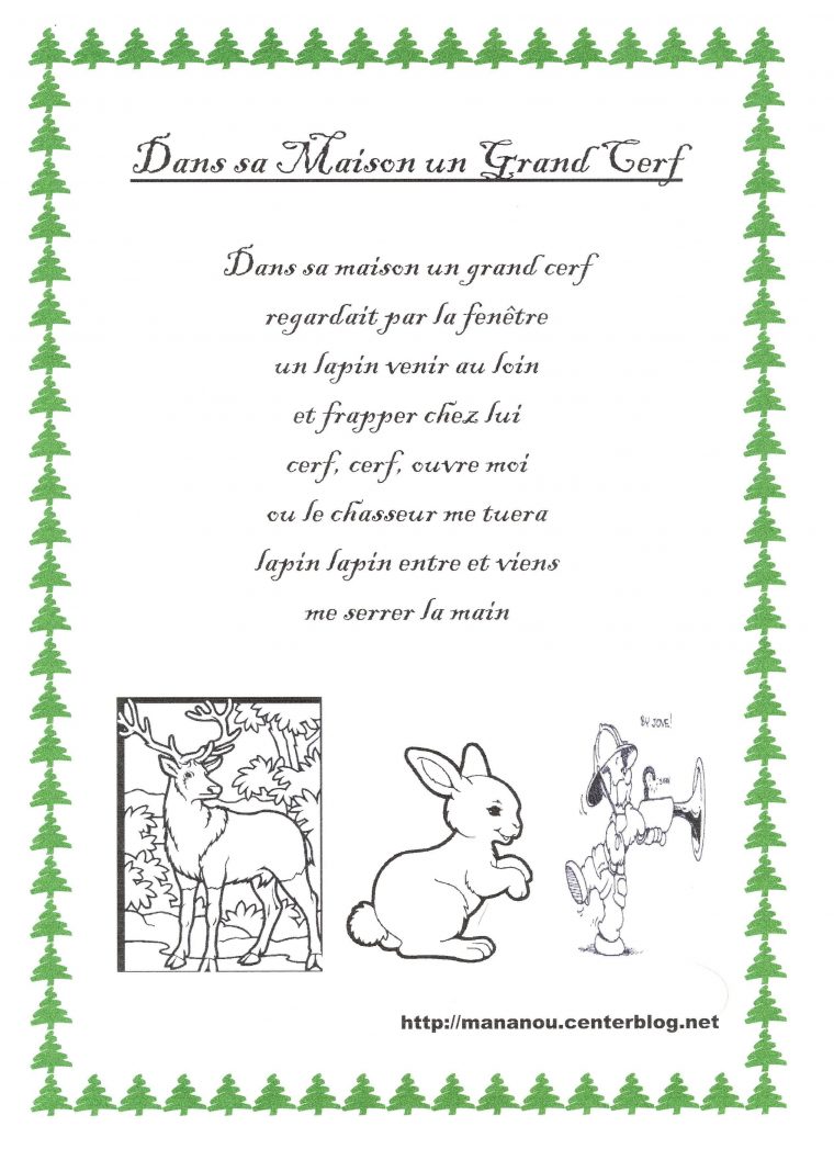 Comptine Sur Les Animaux – Page 4 dedans Chanson Du Cerf Et Du Lapin Comptine Sur Les Animaux – Page 4 dedans Chanson Du Cerf Et Du Lapin