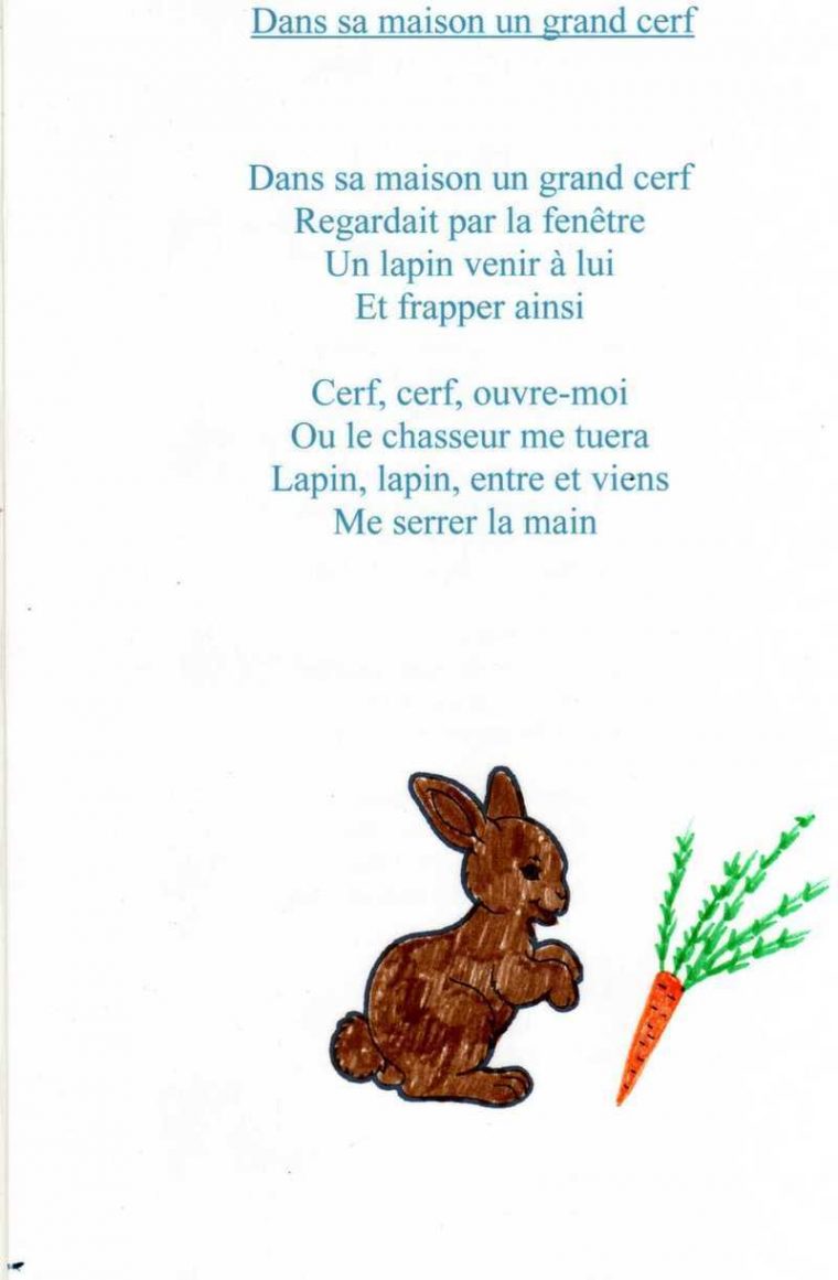 Comptine Un Grand Cerf serapportantà Chanson Du Cerf Et Du Lapin Comptine Un Grand Cerf serapportantà Chanson Du Cerf Et Du Lapin