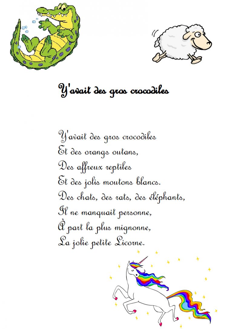 Comptine Y'avait Des Gros Crocodiles (La Licorne) – Paroles tout Photo De Crocodile A Imprimer