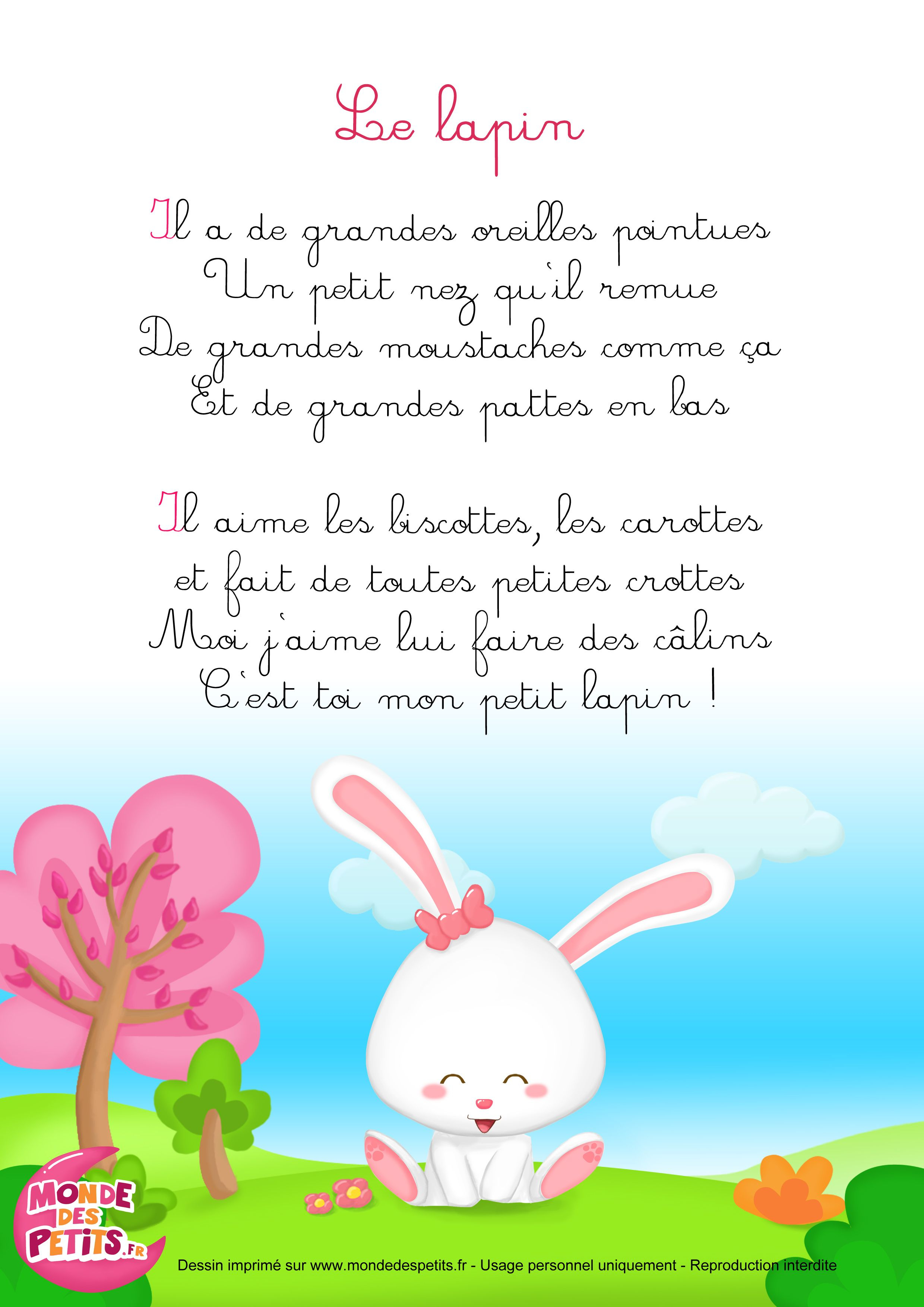 Comptinette-Lapin (2480×3508) | Comptines, Chanson à Chanson Enfant Lapin