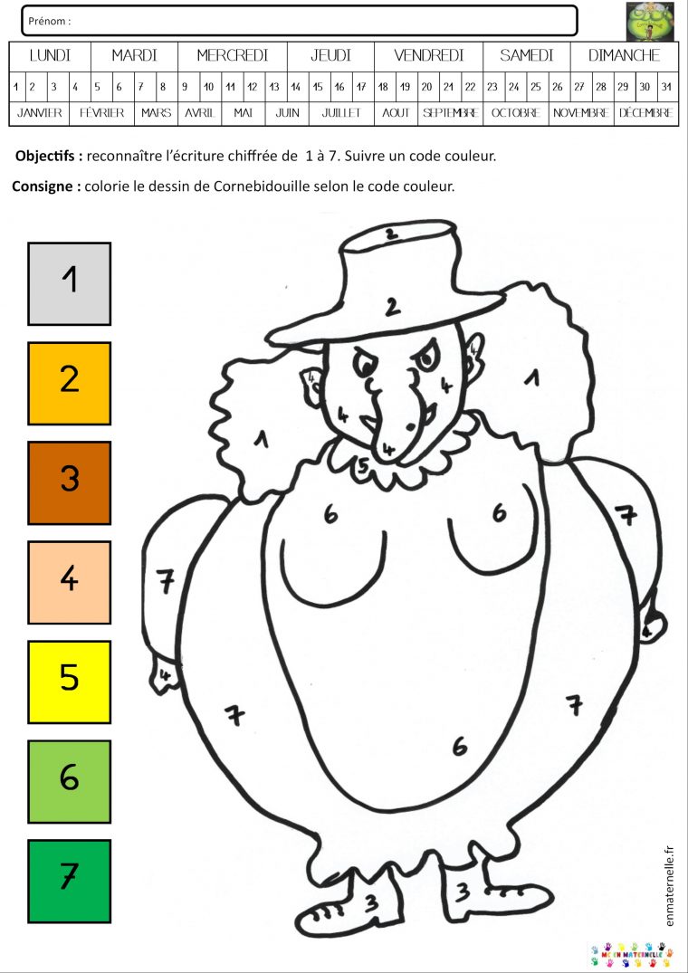 Cornebidouille : Coloriage Magique De 1 À 7 – Mc En Maternelle intérieur Coloriage Février