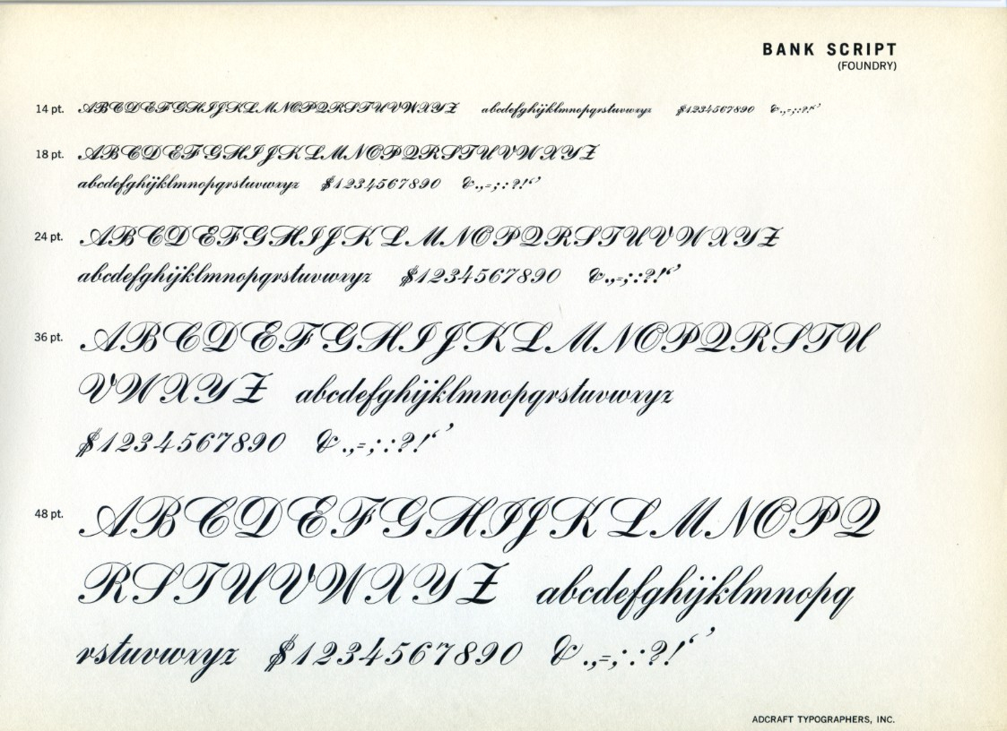 Daily Type Specimen — Bank Script Was Designed In 1895 By avec Majuscule Script