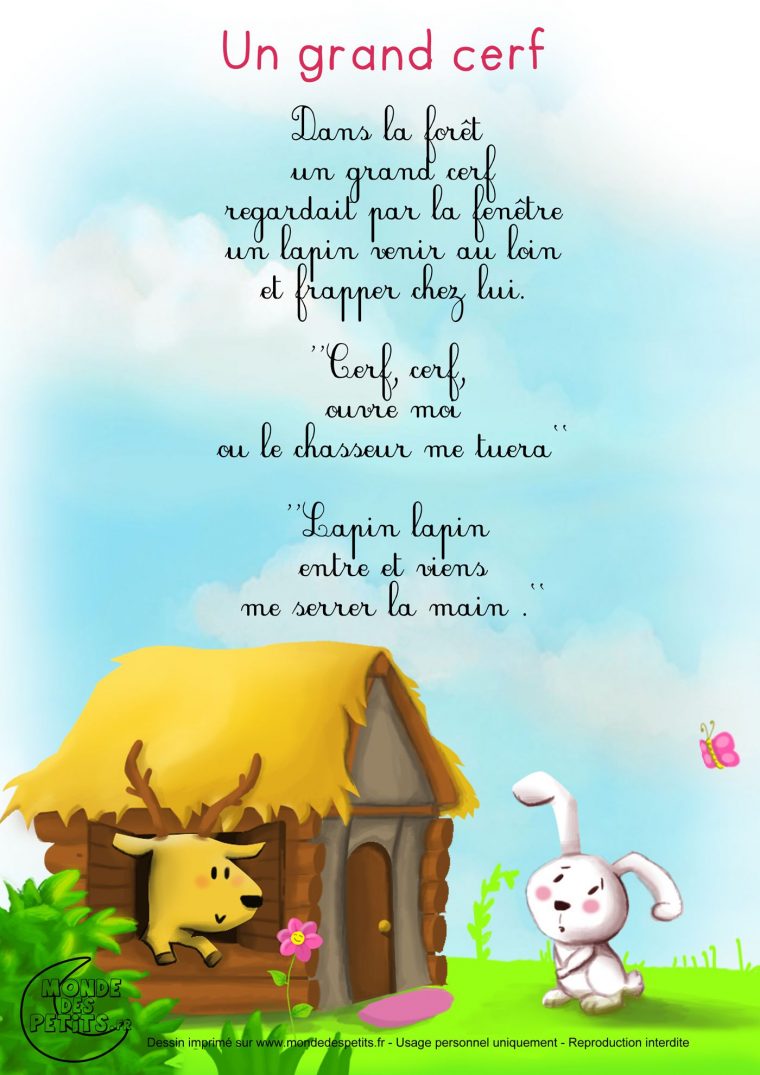 Dans La Forêt Un Grand Cerf Vit Un Jour Venir À Lui Un Tout concernant Chanson Du Cerf Et Du Lapin Dans La Forêt Un Grand Cerf Vit Un Jour Venir À Lui Un Tout concernant Chanson Du Cerf Et Du Lapin