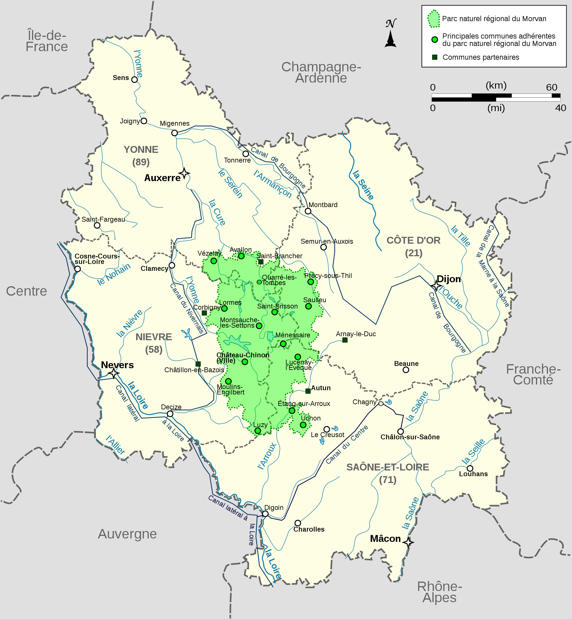 Datei:carte Du Parc Naturel Régional Du Morvan En Bourgogne avec Carte Numero Departement