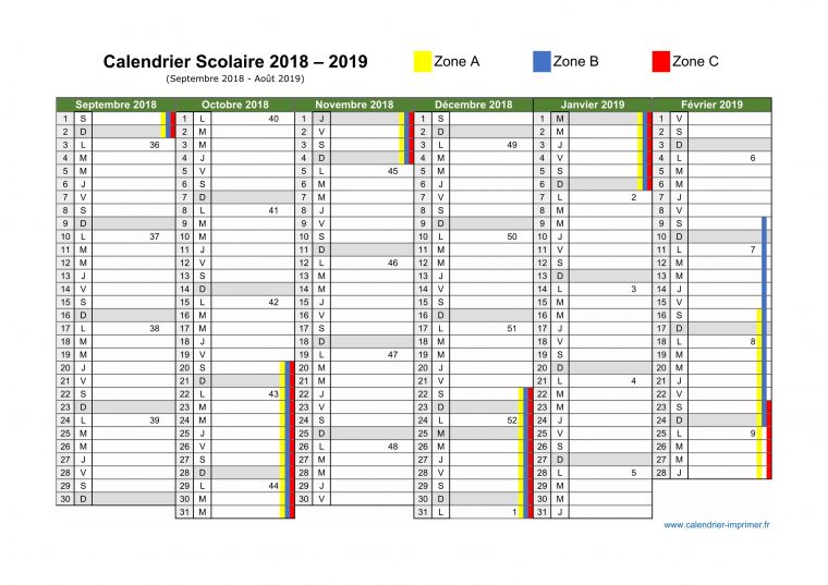 Dates Des Vacances Scolaires 2019 – intérieur Calendrier 2019 Avec Jours Fériés Vacances Scolaires À Imprimer