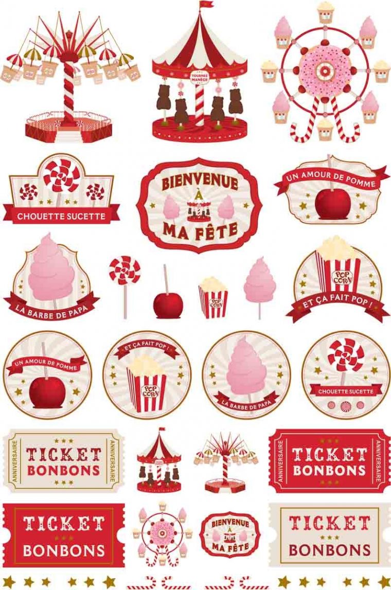Décalcomanie Enfant Transfert À Sec Fête Foraine 15X23 Cm X2 encequiconcerne Dessin De Fete Foraine