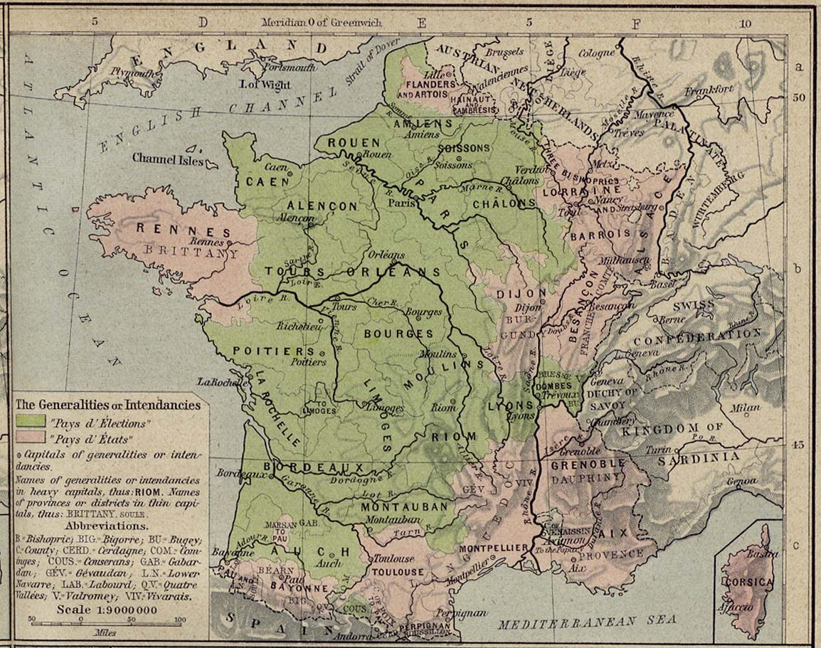 Decembre_1789 intérieur Carte Anciennes Provinces Françaises