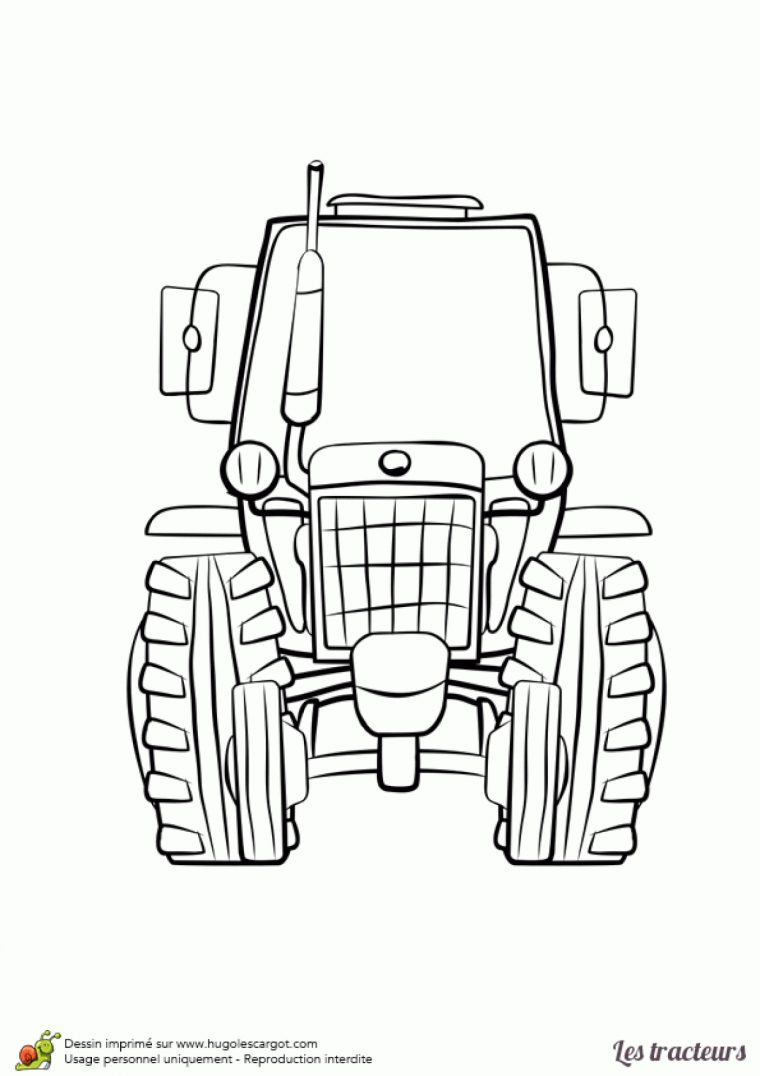 Dessin À Imprimer Et À Colorier D'un Tracteur Vu De Face intérieur Dessin Tracteur Facile