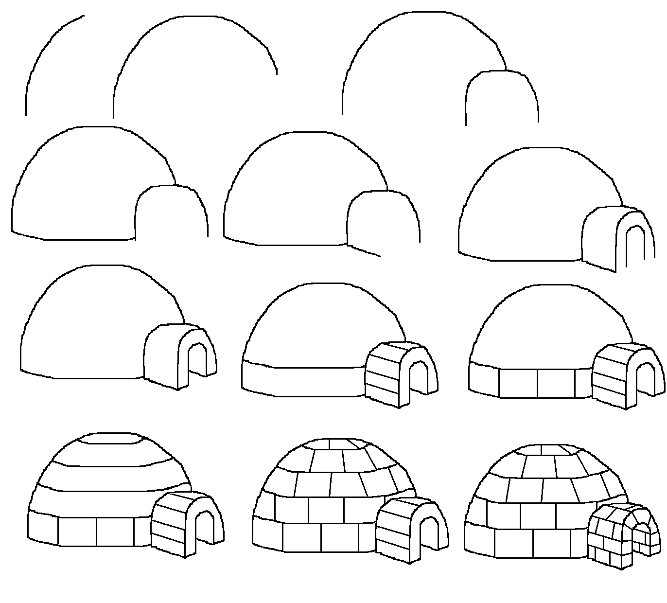 Dessin Igloo Pas-À-Pas | Apprendre À Dessiner, Comment pour Coloriage Igloo