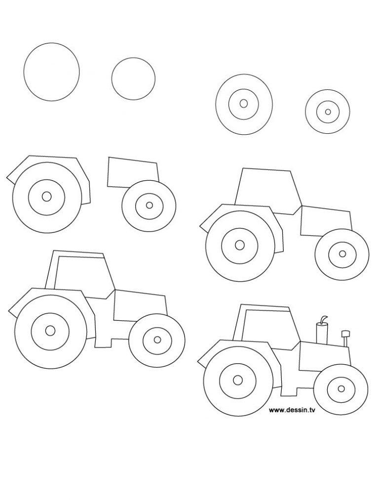 Dessin Tracteur | Cours De Dessin, Facile À Dessiner destiné Dessin Tracteur Facile