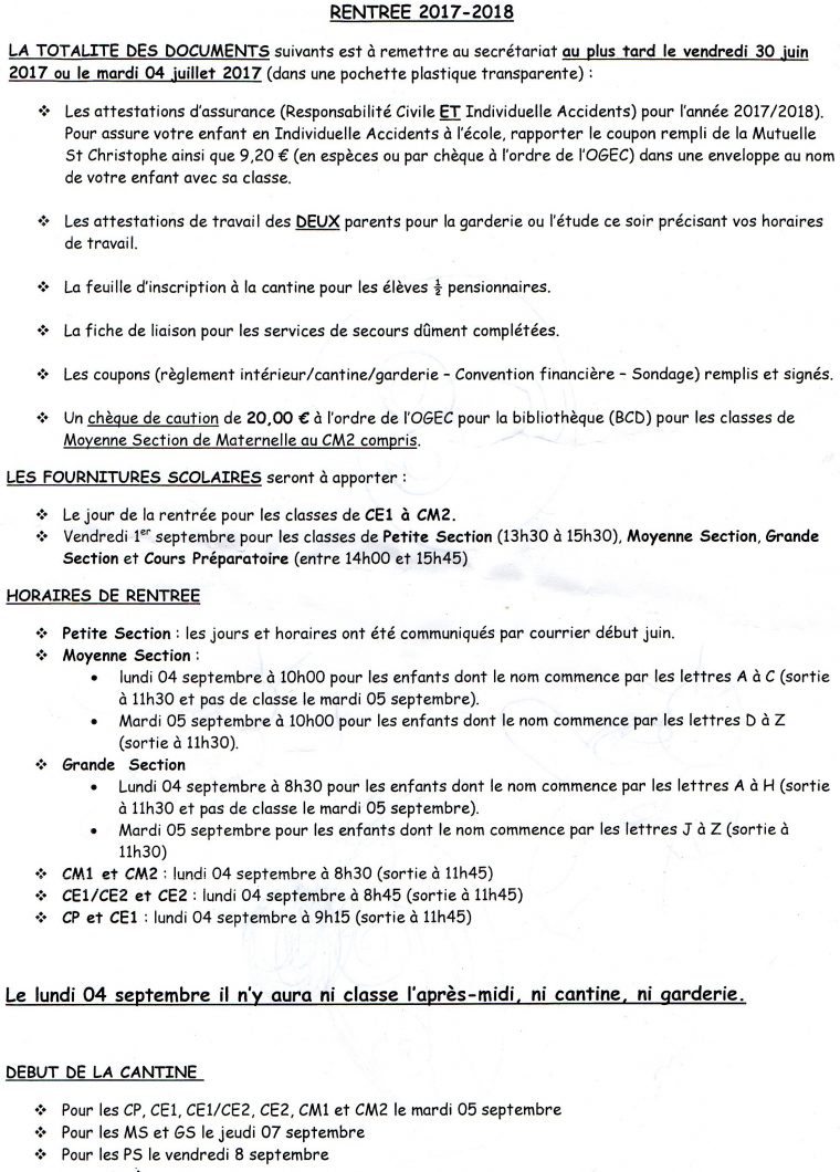 Ecole Jeanne D'arc Boyer à Rentrée En Grande Section