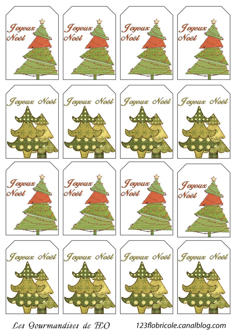 Etiquettes Cadeaux À Imprimer : Sapins De Noël – 1 2 3 Flo tout Etiquette Noel A Imprimer