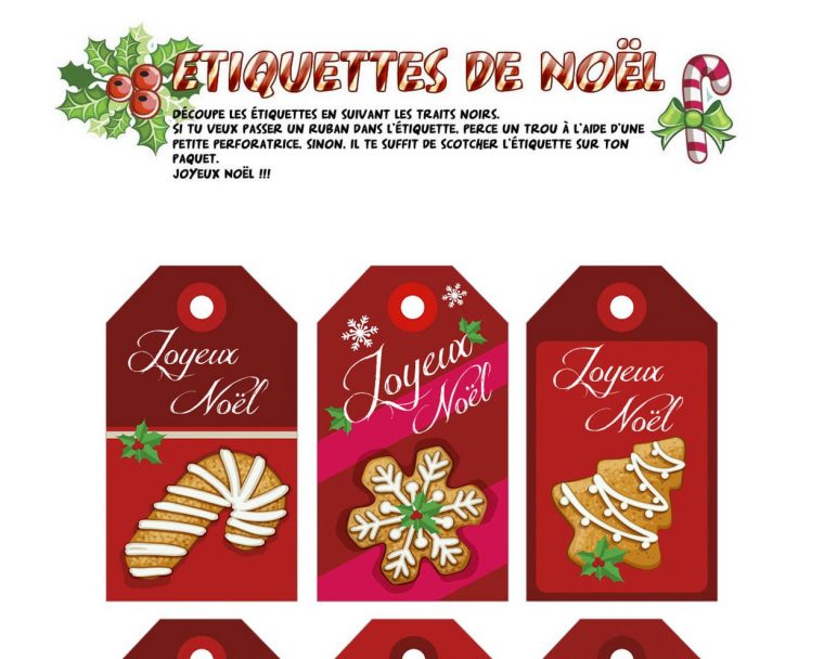 Étiquettes De Noël Sucreries Et Pain D'épice concernant Etiquette Noel A Imprimer