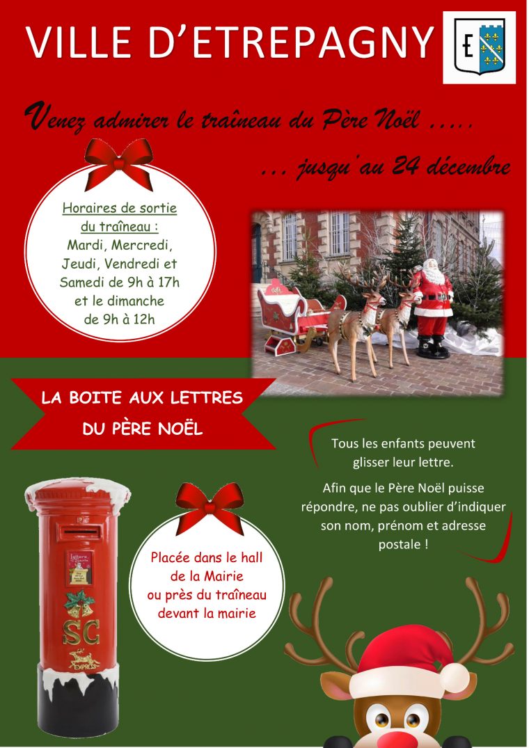 Étrépagny – Traîneau Du Père Noël Et Sa Boite Aux Lettres avec Reponse Lettre Du Pere Noel A Imprimer