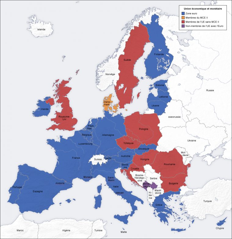 Europe – Zone Euro • Carte • Populationdata à Union Européenne Carte Vierge