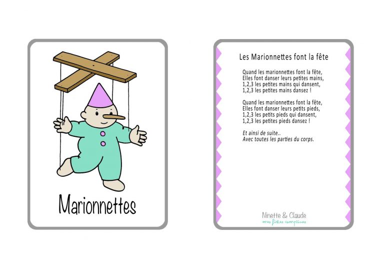 Fiche Comptine – Les Marionnettes – Ninette Et Claude à Les Petites Marionnettes Chanson