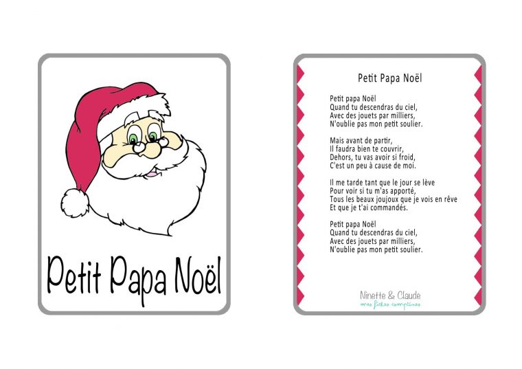Fiche Comptine – Petit Papa Noël – Ninette Et Claude à Petit Papa Noel Video
