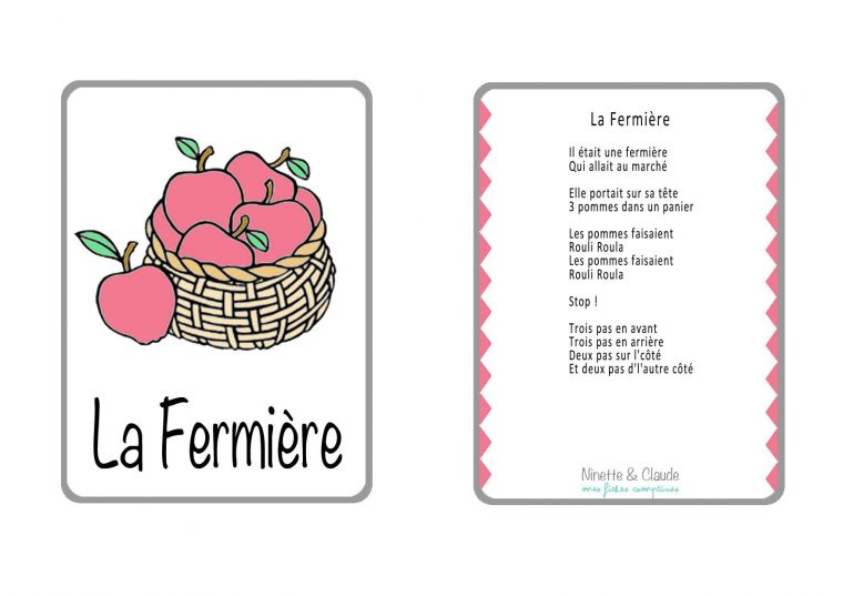 Fiches Comptines (5) – Assistante Maternelle Argenteuil pour Chanson Sur Les Fruits Et Légumes