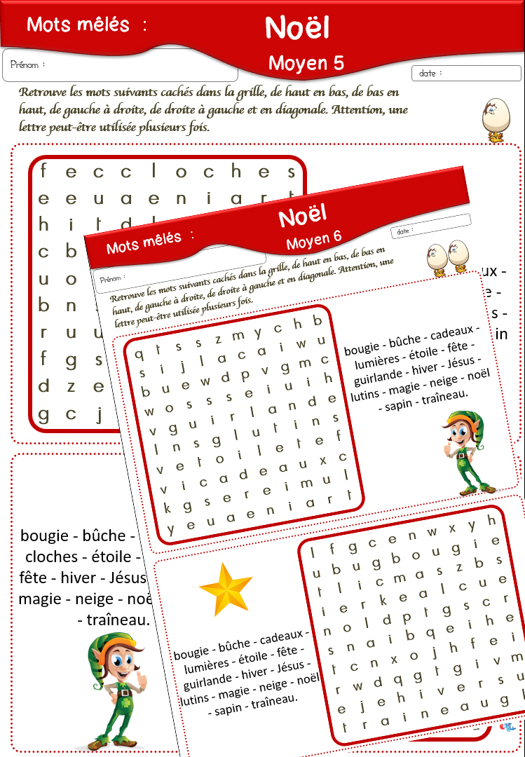 Fiches De Vocabulaire pour Mots Croisés Noel