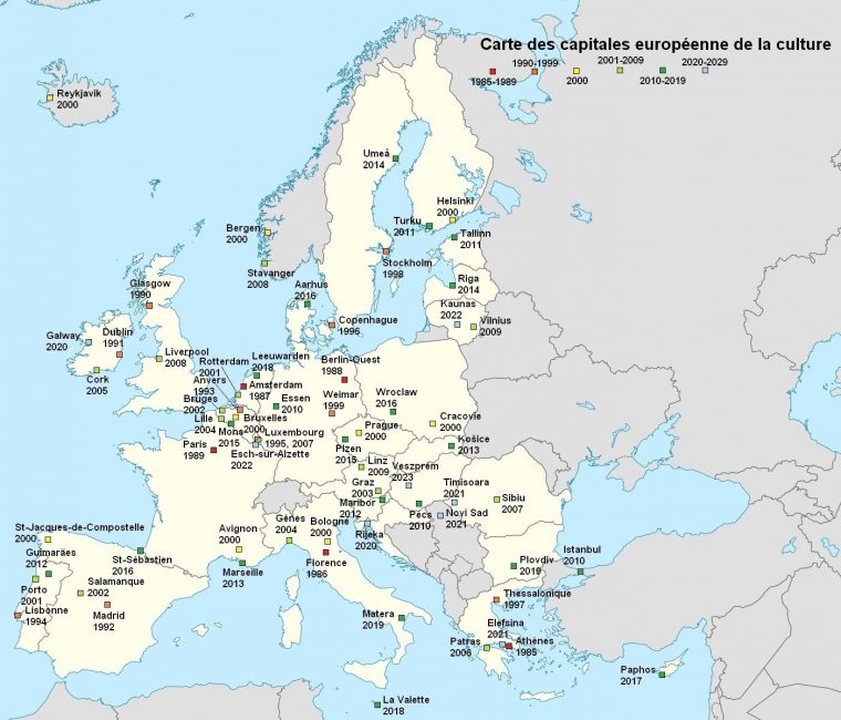 Fichier:carte Des Capitales Européennes De La Culture tout Carte Europe Avec Capitales