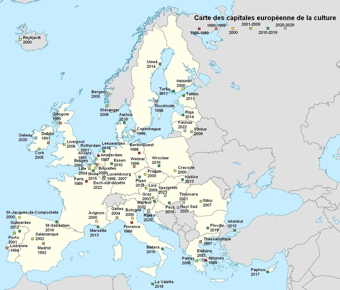 File:carte Des Capitales Européennes De La Culture tout Carte Europe Capitale