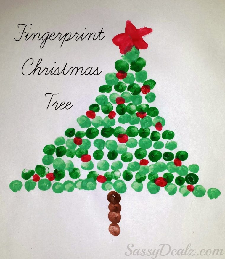 Fingerprint Christmas Tree Craft For Kids | Bricolage De destiné Bricolage De Noel Pour Maternelle