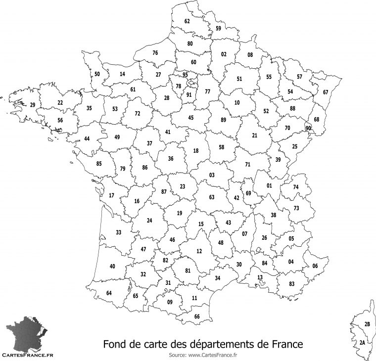 Fond De Carte Des Départements De France concernant Carte Numero Departement