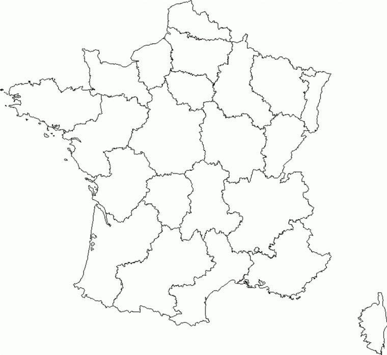 Fonds De Carte De France – Carte-Monde à Carte Des Régions Vierge