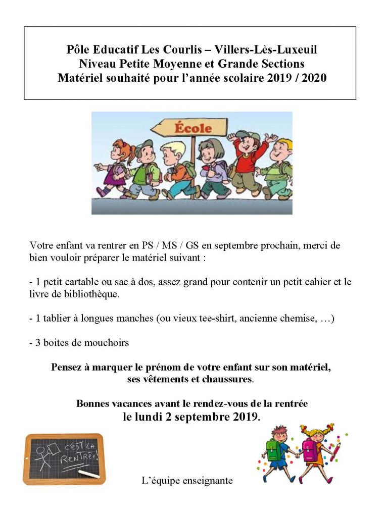 Fournitures Scolaires concernant Rentrée En Grande Section